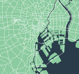 Fototapeta premium Mapa drogowa Zatoki Tokio