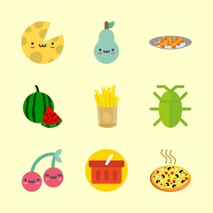 food icons set. top, urban, full and vitamin graphic works