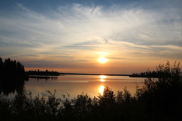 Fototapeta na wymiar Colours Of The Sunset, Elk Island National Park, Alberta