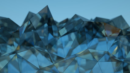 Modern glass and steel construction 3D rendering with DOF