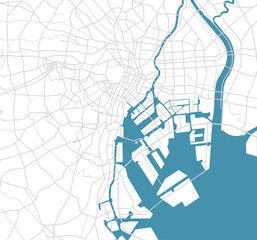Obraz premium Mapa drogowa obszaru zatoki Tokio