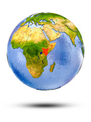 Kenya on globe