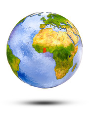 Ghana on globe