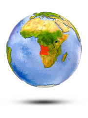 Angola on globe