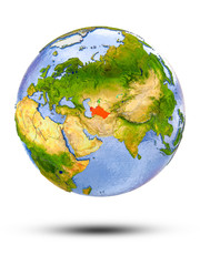 Fototapeta premium Turkmenistan on globe