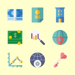finance vector icons set. building, worldwide, money and search in this set