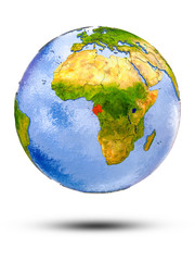Gabon on globe