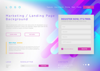 Vector Landing Page Background. Marketing Minimal Backdrop Design. Abstract Geometric Liquid Shapes. Page Template for Conference, Online Courses, Master Class, Webinar, Business Event Announcement.