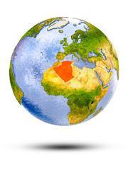 Algeria on globe