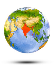 India on globe