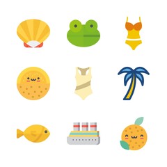 9 tropical icons set
