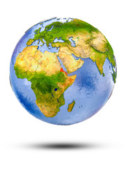 Eritrea on globe