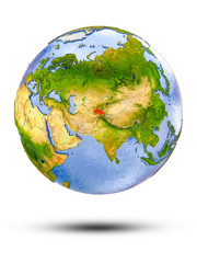 Tajikistan on globe