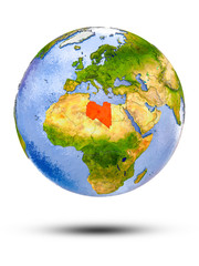 Libya on globe