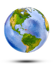 Dominican Republic on globe