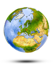 Czech republic on globe