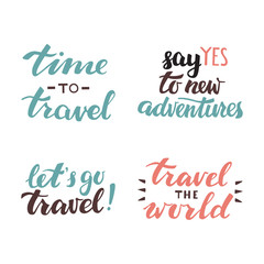 Hand Lettering Illustration with Travel Inspiration Quotes.