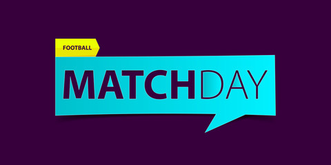 Football or Soccer matchday banner on purple background. Sport news Banner template design. Vector illustration.
