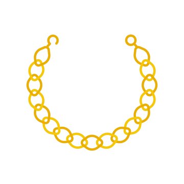 Gold Chain Necklace Or Bracelet, Jewelry Related Icon, Flat Design