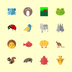 animal vector icons set. sheep, giraffe, fish and ladybuy in this set