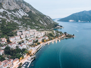 aerial view of kotor bay in the evening