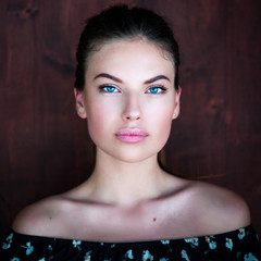 Outdoor atmospheric fashion photo of young beautiful lady
