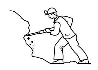 Miner mining ore vector illustration.