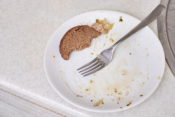 Dirty dish on kitchen,top view