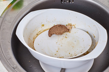 Dirty dish on kitchen,top view