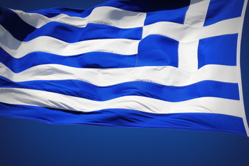 national flag of Greece against blue sky background