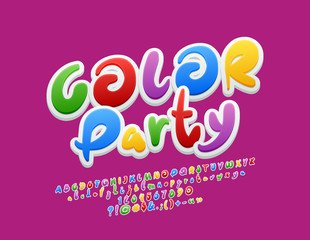 Fototapeta na wymiar Vector Colorful Logo Kids Menu. Playful Bright Font. Children cute Alphabet Letters Set