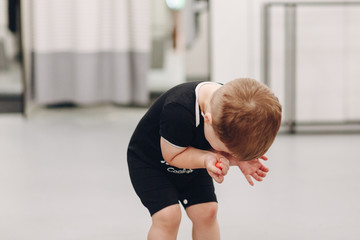Scared little boy, shallow DOF. Horizontal view