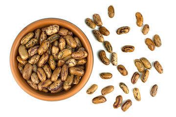 Haricot bean in bowl  isolated on white background