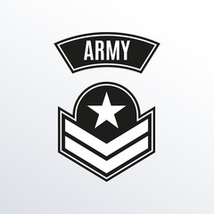 Army badge. Military patch with star. Force emblem. Vector illustration.