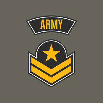 Army badge. Military patch with star. Force emblem. Vector illustration.