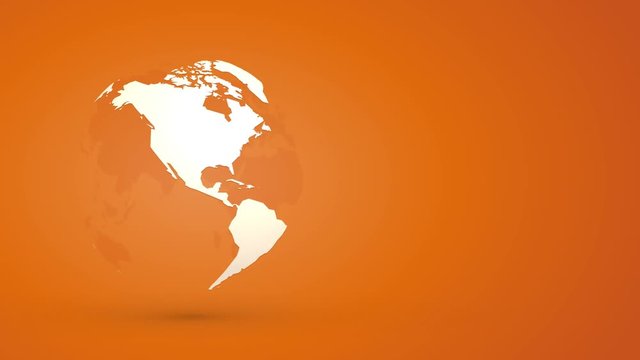 globe planet earth rotating on orange background