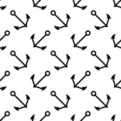 Anchor Icon Seamless Pattern, Flat