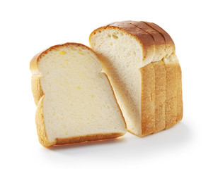 Slice of white bread isolated on white