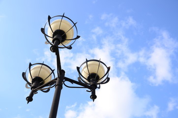 Street LED Lighting Technology. Light Pole Closeup.
