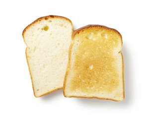 Slice of white bread isolated on white