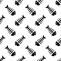 Fish Bone Icon Seamless Pattern