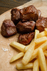 French fries and meat