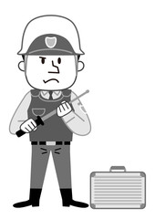 警備員　現金輸送業務　モノクロ