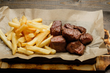 French fries and meat