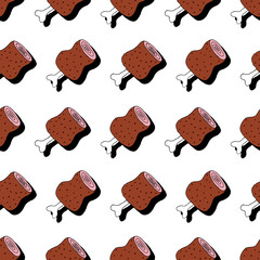 Bone-in meat background. Seamless pattern.Vector. 骨つき肉のパターン
