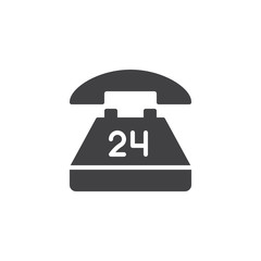 24 phone service vector icon. filled flat sign for mobile concept and web design. telephone call center simple solid icon. Symbol, logo illustration. Pixel perfect vector graphics