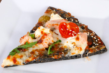 Pizza with salmon and mozzarella
