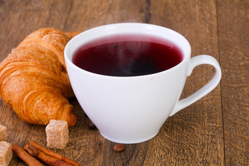 Tea with croissant