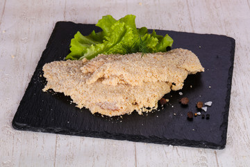 Raw pork schnitzel