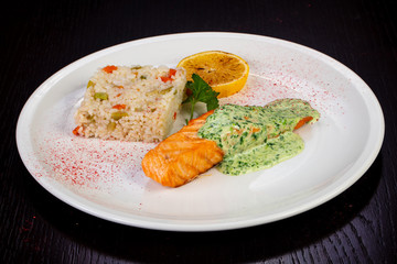 Delicious fried salmon